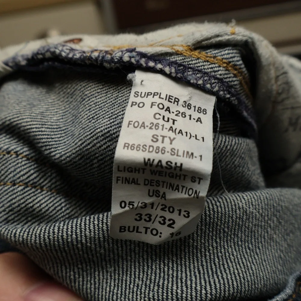 Polo Ralph Lauren 381 Slim Fit Jeans Men's 33x30 Rigid 100% Cotton Blue Denim